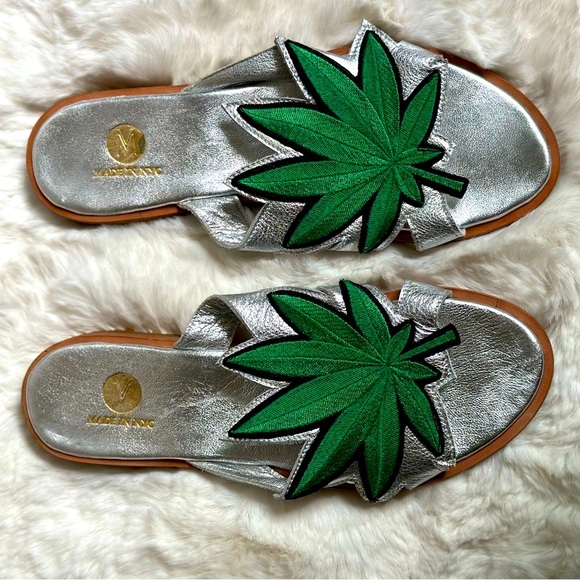 Modern Vice White and Green Women's Sandals - Picture 4 of 8